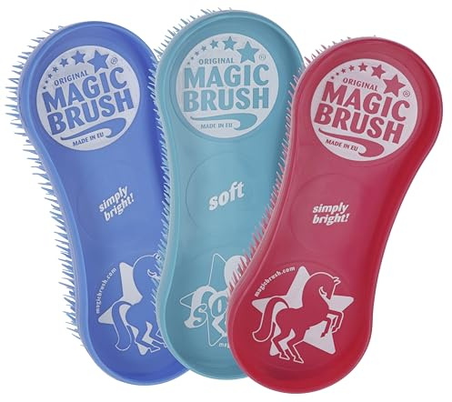 Kerbl Original Magic Brush Bürstensets Pferdebürste Pferdepflege Massagebürste, Jellyfish, 3er Set