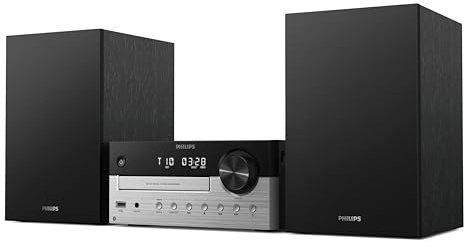 Philips TAM4205M2 Mikro-Hi-Fi-Anlage – 80 W, Bassreflex-Lautsprecher, CD, UKW, USB, Audio-Eingang, Bluetooth 5.4, Auracast, Digital Sound Control, Fernbedienung, umweltfreundliche Verpackung