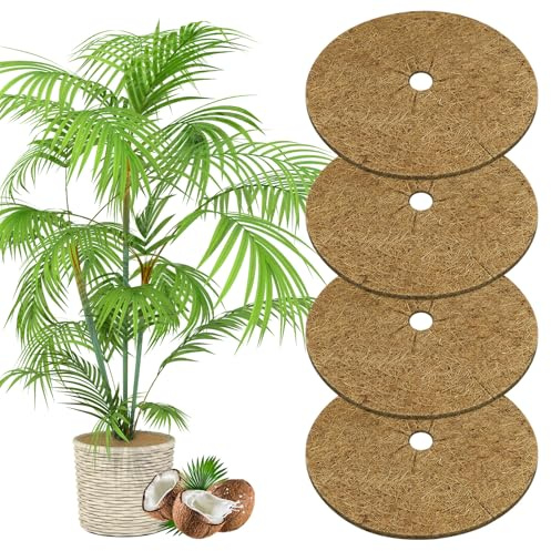 OFFCUP Kokos Mulchscheibe 30cm, 4 Stück Kokosfasermatte Rund Kokosmatten | Kokos Pflanzenschutz Kokosscheibe 30cm Kokosmatte Winterschutz für Pflanzenschutz, Kälteschutz, Frost, Schutz vor Nässe