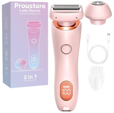 Glisse Pro Sommer Starter Set, Glisse Pro Haarentferner Boulina, Intimrasierer für Frauen, Komfortabler elektrischer 2-in-1-Damenrasierer, Wasserdicht Nass- und Trockenrasierer für Bikini (Rose)
