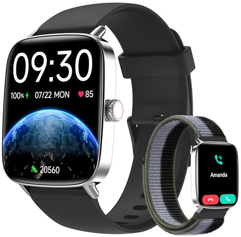 Smartwatch Herren Damen, 1.85 Smart Watch mit Telefonfunktion, Fitnessuhr mit Pulsuhr Schlafmonitor SpO2, 110 Sportmodi Fitness Tracker,IP68 Wasserdicht Schrittzähler Sportuhr für Samsung/iOS/Android