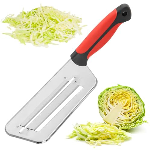 Jiakalamo 32.5cm Kohlschneider für Krautsalat, Salatschneider aus Edelstahl, Salatschneider, Kohlschneider für die Küche, Groß Obst- und Gemüseschneider(Rot)
