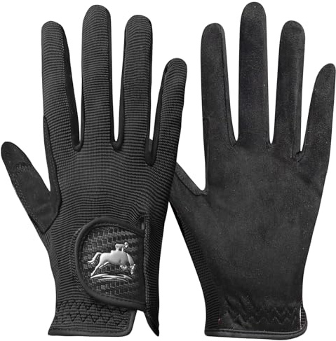 AXKAL Reithandschuhe für Damen, professionelle Reithandschuhe, Fäustlinge, atmungsaktiv, dehnbar, für Jugendliche, Mädchen, Outdoor-Sport, Schwarz, Größe S