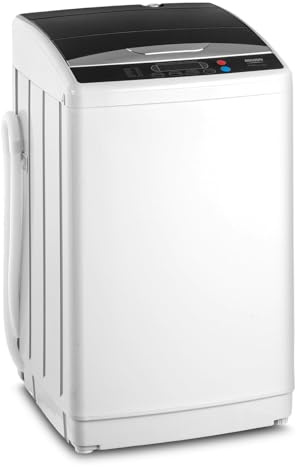 LEADZM Toplader Waschmaschine 7KG，Waschvollautomat mit Schleuder mit Edelstahltrommel，Mini Waschmaschine ideal für Apartments und Wohnmobile (7KG)