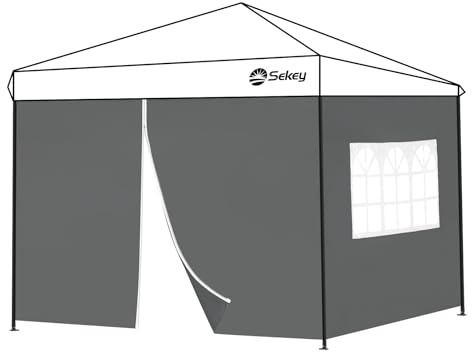 Sekey 2PCS Seitenwände für Pavillon 3x3 Wasserdicht Winterfest, Seitenwände für Pavillon Partyzelt Gartenzelt 3x3m, 1 Fenster 1 Tür, (Grau, 1 Fenster 1 Tür)