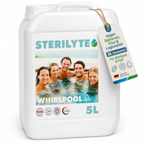 STERILYTE Pool Desinfektionsmittel, Reinigungsmittel, Made in Germany, 5 L | Alkoholfreie Formel, schnelle und langanhaltende Wirkung, gegen Trübungen, Algen, Bakterien, Pilze und Legionellen im Wasser