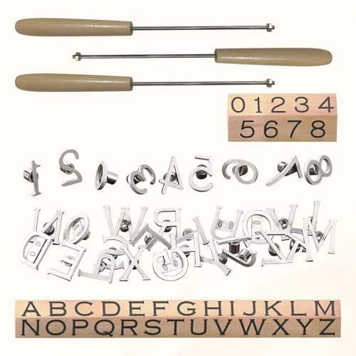 Mini Brandeisen Kit, 26 Buchstaben und 10 Zahlen, personalisierte Brandeisen mit 3 Griffen für Holz, Leder, Hüte, Filz, Rindsleder (nicht für Lebensmittel)