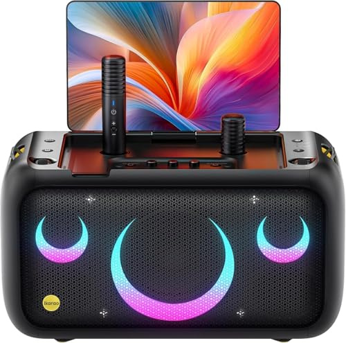 Karaoke-Maschine für Erwachsene mit Textanzeige, eingebautem 13,3-Bildschirm, echte All-in-One-Karaoke-Maschine mit 2 kabellosen Mikrofonen, 800W Bluetooth-Lautsprecher für Party, TV.