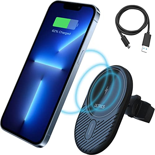 ULTRICS Magsafe Autohalterung mit Ladefunktion, 15W Automatischer Magsafe Ladegerät für Auto, Kabelloses Auto Ladegerät, Magnetische Handyhalterung für iPhone 16/15 Pro Max/14 Pro/13 Pro Max