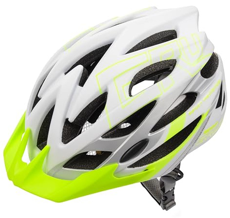 meteor Fahrradhelm Herren Damen Kinder-Helm MTB rollerhelm kinderfahrradhelm Mountainbike rennradhelm Inliner skaterhelm BMX fahradhelm Scooter Jungen Bike Helmet M(55-58cm), Weiß Grün