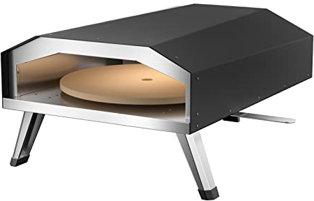 Toboli Gas Pizzaofen mit Pizzastein Ø330mm mit Drehfunktion tragbar für Garten und Outdoor geeignet