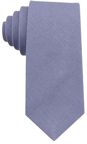 Herren Krawatte aus Leinen, schmale Breite, Standard- und extra lange Krawatte, Stahlblau, Standard 58
