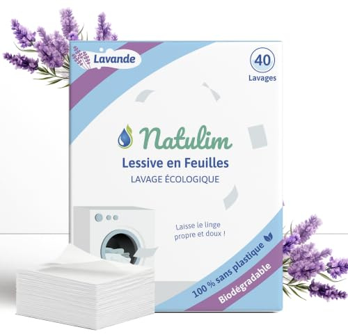 Natulim Waschmittel Blätter - Waschblätter für die Waschmaschine, Waschtücher für 40 Waschgänge - nachhaltige Waschstreifen ohne Plastik biologisch abbaubare Waschpapier Made in EU (Lavendel)