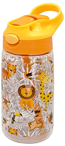 NERTHUS FIH 916 Kinderflasche aus Tritan mit Strohhalm Löwen wiederverwendbar BPA frei leicht und robust
