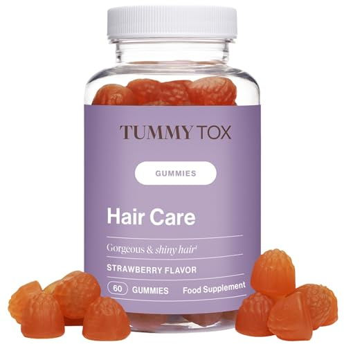 Biotin 6000 mcg - Vegane Gummibärchen mit Selen, Vitamin B Komplex, Vitamin C, A, D und E, Folsäure, Zink - 60 Gummibärchen für die Haare - Tummy Tox Hair Care Gummies