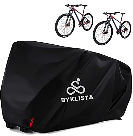 BYKLISTA Fahrradabdeckung für 2 Fahrräder - Fahrradgarage wetterfest Oxford-Gewebe, Fahrradplane verschweißte Innennähte & UV-Schutz