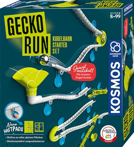 KOSMOS Gecko Run, Starter Set, Erweiterbare Kugelbahn für Kinder | Vertikale Kugelbahn, Murmelbahn, Lernspielzeug und Konstruktionsspielzeug ab 8 Jahren