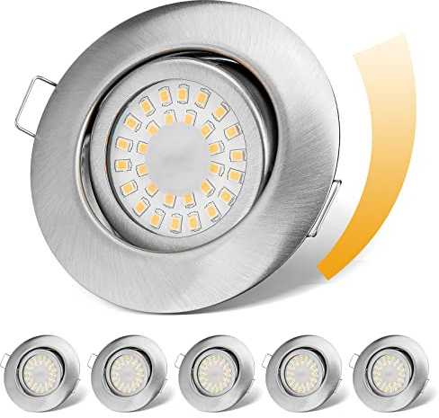 LED Einbaustrahler 230V Flach Dimmbar LED Spots 6W IP44 Bad Einbauleuchten Deckenspots Deckenstrahler,Warmweiß 3000K Schwenkbar Einbauspots für Badezimmer Küche Wohnzimmer,6er Set