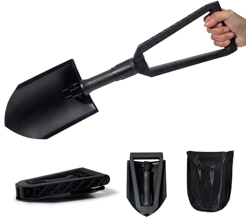 GREELUE Klappspaten, Spaten Garten, Schaufel aus hochfestem Karbonstahl, Gebrauch für Outdoor-Aktivitäten, Camping, Schneeschaufeln, Gartenarbeit, Graben (Schwarz)