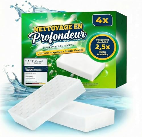 2,5X längere Lebensdauer | Schmutzradierer Schwamm PRO 4 Stück - Radierschwamm | extra langlebiger Zauberschwamm | Magic Eraser Schwamm entfernt Schmutz an Wand, auf Schuhen, in der Küche und Bad