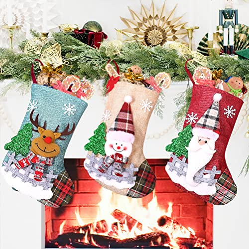 Nikolausstrumpf Kinder 3er Set, Klein Jute Weihnachtsstrumpf Kamin Weihnachtssocken Personalisiert Weihnachten Deko, Nikolausstiefel zum Befüllen und Aufhängen Weihnachtsstrümpfe für Weihnachtsdeko