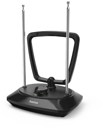 Hama Zimmerantenne „Classic“, aktiv, für DVBT, DVBT2 | Zimmerantenne schwarz, einstellbare Verstärkung, LTE Filter 5G, Stromversorgung über USB