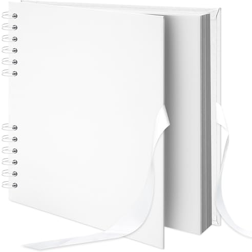 Remowith 20,5 x 20,5 cm 40 Seiten DIY Scrapbook Fotoalbum Hardcover Kraft Blankose Erinnerungsbuch für Hochzeit Jubiläum Familie Baby Weiß
