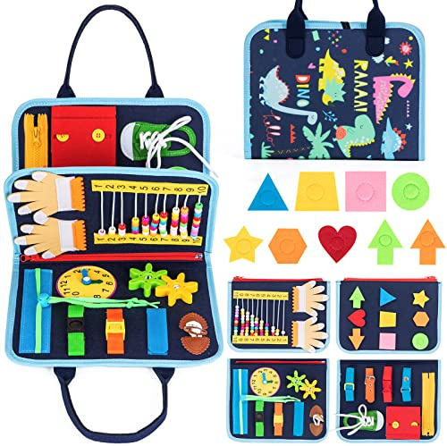 ACDAY Busy Board, Montessori Spielzeug für ab 1 2 3 4 Jahre Kleinkinder Baby Activity Board Quiet Book Autismus Educational Reise Spielzeug Vorschule Learning Count Basis Leben Sensory Board (Blau)