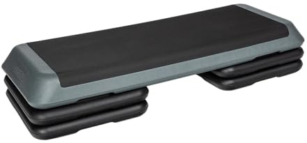 XTREXO Stepper Für Zuhause - Aerobic Step mit 3-Stufiger Höhenverstellung, Fitness & Sport - Trainingsgerät für Anfänger und Fortgeschrittene, Bis 250kg Belastbar, Schwarz/Grau