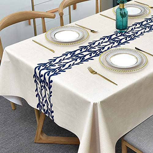 Plenmor Wachstuchtischdecke Plastik Tischdecke Wetterfest, Wachstischdecke Table Cloth Waterproof Wachstuch Garten Tischdecke Rechteckig für Küchen, Party, Tischtuch Outdoor(0-Rattan, 137 x 185 cm)