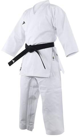 adidas WKF Club Karate Gi für Männer, Frauen und Kinder, perfekt für Training und Sparring, strapazierfähiges Polycotton, Kampfsport-Uniform mit elastischem Bund und atmungsaktivem Netzgewebe