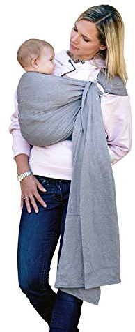 AMAZONAS Babytragetuch ohne Knoten Ring Sling Grey 180 cm 0-3 Jahre bis 15 kg