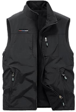 Vivikivi Fleeceweste für Herren mit Taschen Wasserdicht | Männer Weste Outdoor, Warm, Ärmellos, Wendbarer Bodywarmer zum Angeln, Fotografieren, Outdoor-Sport