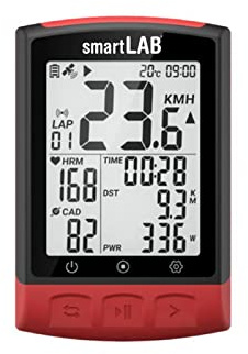 smartLAB bike2 smarte GPS-Fahrradcomputer mit ANT+ & Bluetooth für Radsport | 2,3 Zoll entspiegelte LCD Display | Fahrradtacho mit Kilometerzähler, Schwarz
