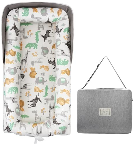 Babynest Babynestchen Neugeborene 0-24 Monate, Baby Nestchen Tragbar Nestchen Baby Waschbar mit Verstellbarem U-Fußsack,Tragbar & Verwandelt Sich In Rucksack,Baby Erstausstattung Neugeborene