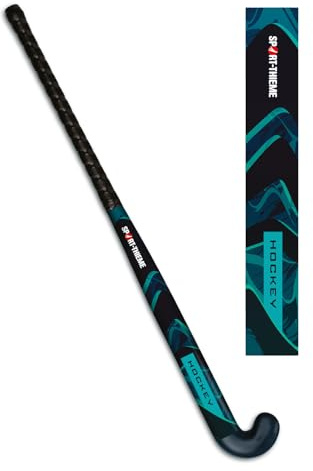 Sport-Thieme Hockeyschläger Force | Für Hallen u. Feldhockey | Rutschfestes Griffband | Einzelschläger, 93 cm, 420 g | Kunststoff | Schwarz-Blau | Für Rechts u. Linkshänder