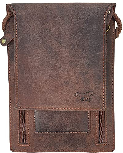 Safekeeepers Brustbeutel aus Leder - Brusttasche, Reisepass Tasche - Reisegeldbeutel, Reiseorganizer Herren Damen - Hunter Braun