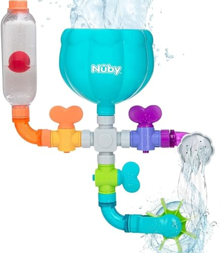 Nuby Wacky Waterworks – Bade-Spielzeug mit Saugnapf | Kognitives Wachstum für Kinder | Interaktives Wasserspielzeug | Spaßig und lehrreich | Ab 18 Monaten