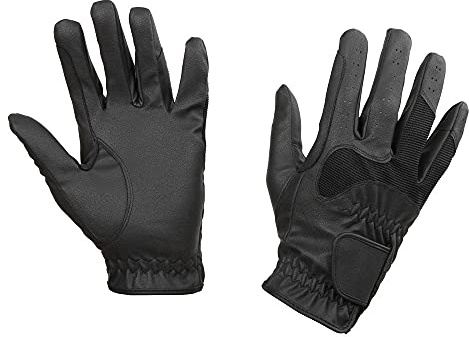 Covalliero Reithandschuh Gloria, Reithandschuh Kinder, paarweise, L, schwarz, Mischgewebe, mit Elastikeinsatz, Handgelenksfixierung, 6