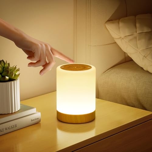 Nachttischlampe Touch Dimmbar, 5 Modi 256 RGB Farbwechsel & Warmweiß LED Nachtlicht Kinder Baby,Touch Lampe Akku USB Aufladbar Stilllicht Night Light mit Timing,Tischlampe Kabellos für Schlafzimmer