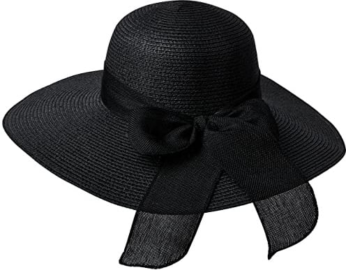 Miobo Damen Strohnut Sonnenhut Sommer Schleife Hut Strandhut Krempenhut Schlapphut