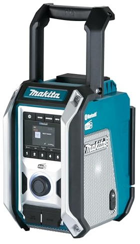 Makita DMR115 Akku-Baustellenradio (ohne Akku, ohne Ladegerät), Türkis, Schwarz, Silber