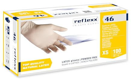Reflexx R46, Handschuhe Latex puderfrei, Größe M, Bernsteinfarben, 100 Stück