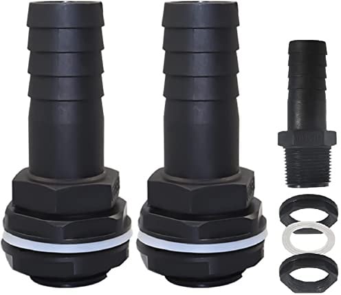 XNSHUN 2 Stück Tankdurchführung 1 Zoll Außengewinde, Regentonnendurchführung Fassanschluss Mit Schlauchtülle 25mm Schlauchanschluß Für Regentonne, Wassertanks, Zisternen (2 Stück Tankdurchführung)