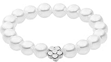 Purelei Shiny Bloom Ring (Gold, Silber, Rosegold), Wasserfester elastischer Damenring aus Perlen, mit Seashell Perlen, Anxiety Fidget Ring, Verschiedene Grössen (Silber, M/L)