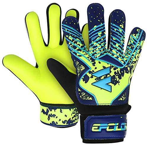 EPCILON Primium Grip Torwarthandschuhe Kinder Fußballhandschuhe Jungen Mädchen Junior Erwachsene Fußballtraining Torwarthandschuhe (Gelb - Blau, 4)