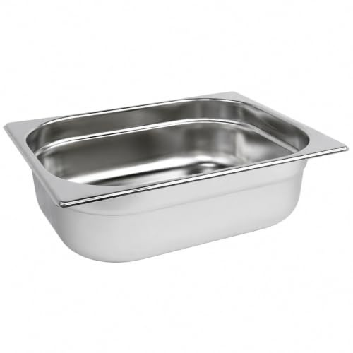 Vogue Gastronorm-Pfanne 1/2, Edelstahltablett, Tiefe: 100 mm, Fassungsvermögen: 6,2 Liter, Vorratsbehälter für heiße und kalte Speisen, Bain Marie-kompatibel, Deckel separat erhältlich, K928
