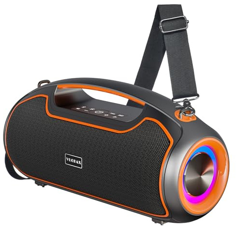 Bluetooth Lautsprecher 200 W max, Tragbare Musikbox Bluetooth,Bass Boost | 2 Subwoofern & 2 Hochtönern, 24h Akku,TWS,IP65 wasserfest Outdoor Lautsprecher für Party, Baustelle,Camping,Zuhause