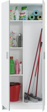 Habitdesign Mehrzweckschrank hoch weiß | Großer Putzschrank & Besenschrank mit 2 Türen | 73 x 180 x 37 cm