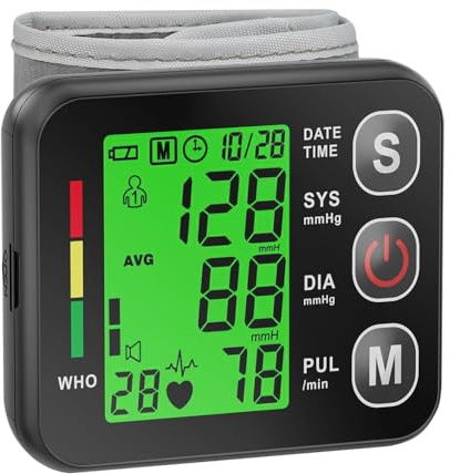 Handgelenk Blutdruckmessgerät, Digitales Handgelenk Blutdruckmessgerät, Wrist Blood Pressure Monitor with Memory for 2x99 Measurements, Wrist Cuff 13.5-21.5 cm
